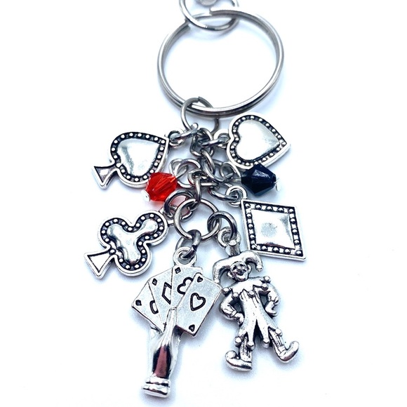 Card Player Keychain Bag Charm Poker Playing Cards Theme - Picture 2 of 3